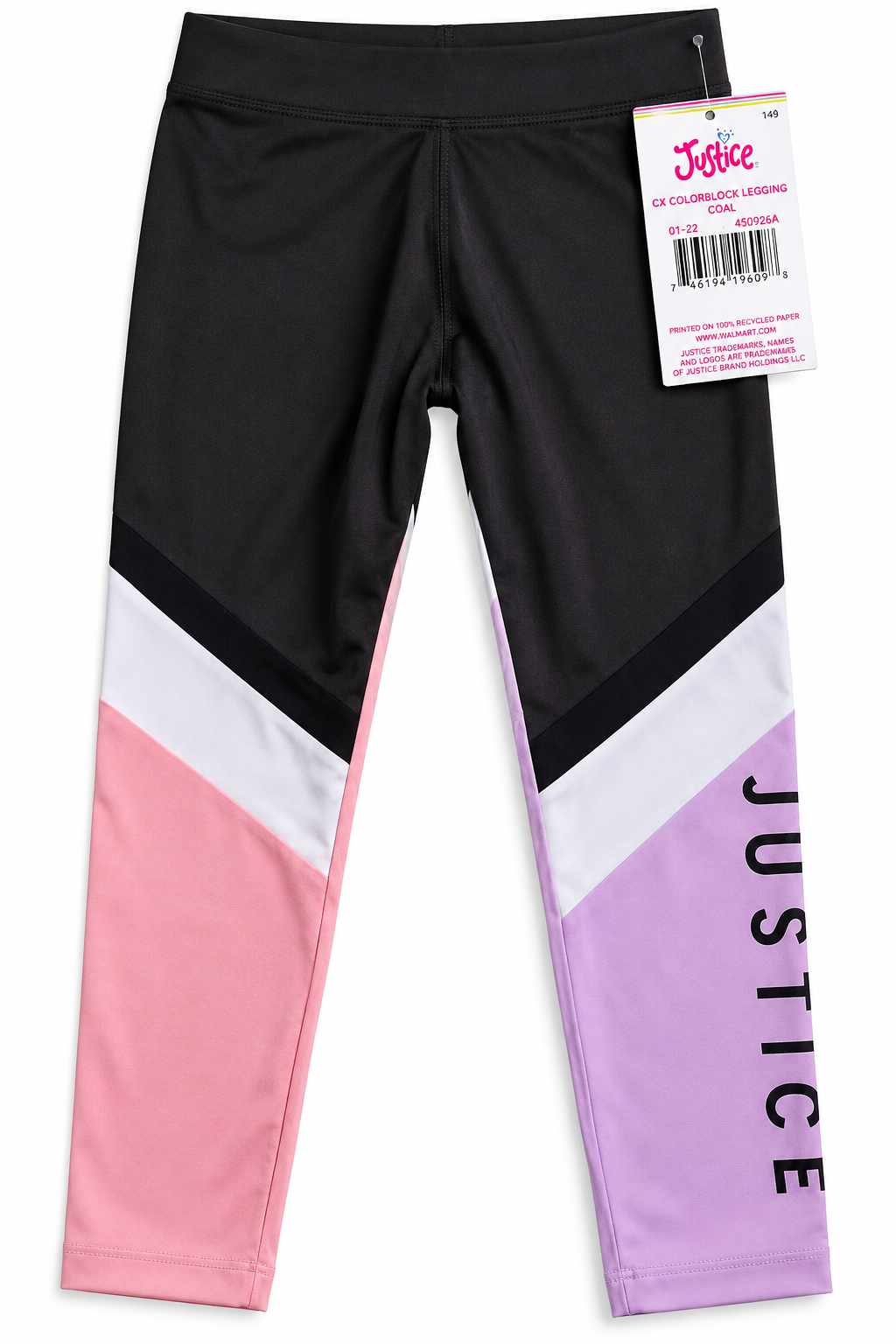 Leggings Justice Colorblock para Niña – Coal – Talla M (10)