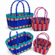 Set de 2 Canastas Tejidas Multicolor con Asas – Grande y Pequeña