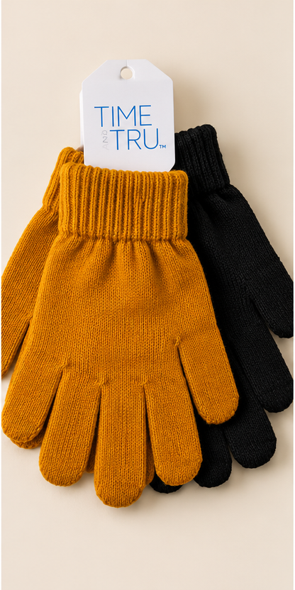 Set de 2 Pares de Guantes Time and Tru – Rojo y Negro – Talla Única