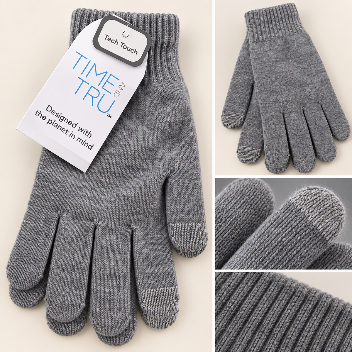 Guantes Time and Tru Tech Touch – Gris – Talla Única